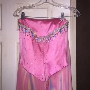 Two-piece rainbow swirl Prom Dress